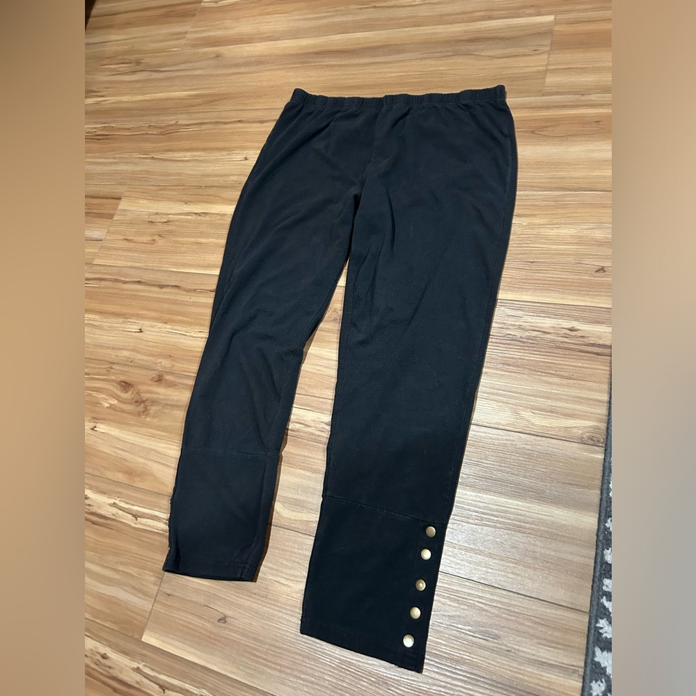 Classic Black Leggings Button Detail Size XL
